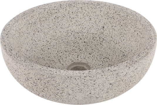 Differnz terrazzo waskom - 40x40x15cm - rond - terrazzo - mat wit zwart