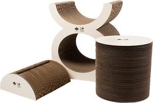 D d home i love happy cats faye playground - kartonnen krabmeubel met schuilplek - 3 delen - 40x30x46,5cm - beige