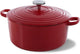 Bk bourgogne braadpan gietijzer 20cm 2.5l - inductie braadpan - gietijzeren braadpan - ovenbestendig tot 230 graden - deksel met druipringen - wit geëmailleerde binnenkant - chili red