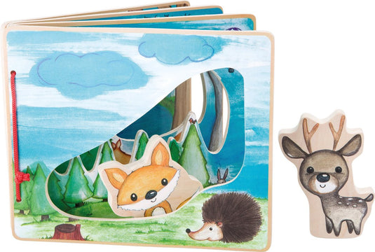 Small foot - houten prentenboek bos met 2 speelfiguren