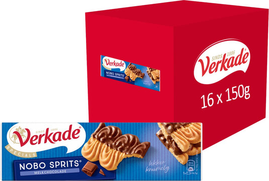 Verkade nobo sprits koekjes - melkchocolade - 16 x 150 gram