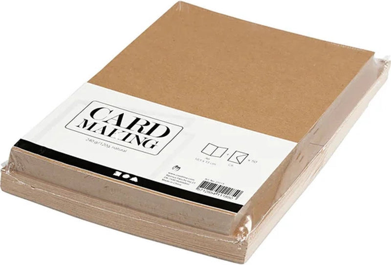 Afbeelding laden in galerijviewer, Creativ company kaarten en enveloppen naturel, 50 sets
