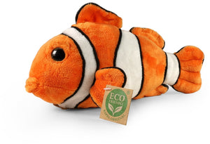 Rappa eco knuffel clown vis nemo 25 cm - realistische knuffel van recyclede pet flessen - oranje, wit