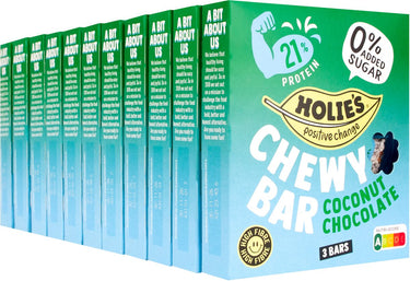 Holie's chewy bar coconut chocolate 3 repen - reep - suikervrij - gezond - vegan - 11 pack