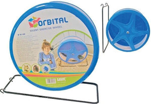 Savic looprad orbital wit blauw - silent spinner looprad knaagdieren - 27 cm