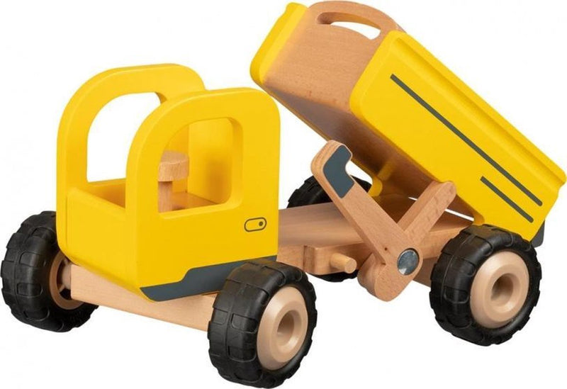 Afbeelding laden in galerijviewer, Goki houten voertuig: kiepwagen 25x17x14,5cm, met rubberen banden, 3+
