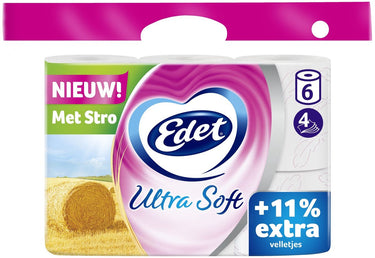 Edet toiletpapier ultra soft - 4-laags - 6 rollen (stro)