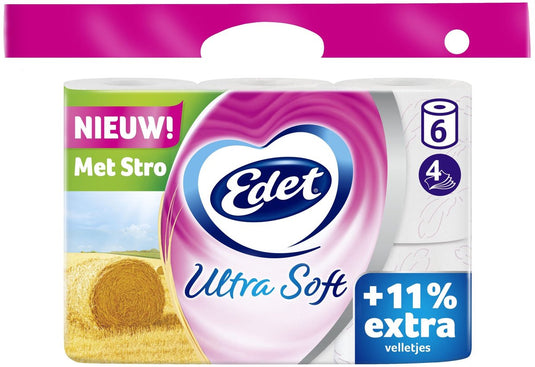 Edet toiletpapier ultra soft - 4-laags - 6 rollen (stro)
