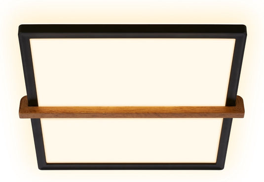 Briloner remsa - led plafonniére - plafondlamp met indirect licht - warm wit licht - 29 x 31,5 x 4 cm - zwart hout