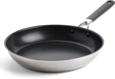 Kitchenaid stainless steel koekenpan 28cm - pfas-vrije antikleeflaag - koekenpan inductie - keramische pan - ovenbestendig tot 160°c - koudgrepen - zilver
