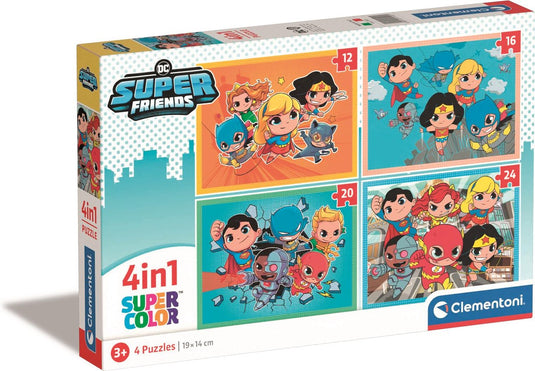 Clementoni - kinderpuzzel 4 in 1 - dc superfriends - puzzels van 12, 16, 20 en 24 stukjes - vanaf 3 jaar