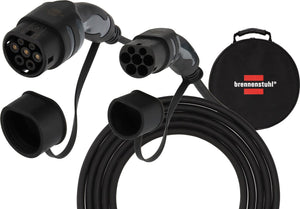 Brennenstuhl ev type 2 laadkabel 11kw (e-mobility type 2 oplaadkabel 5m, ip55, 3-fase, mode 3 kabel met tas voor elektrische hybride voertuigen)