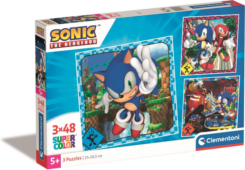 Afbeelding laden in galerijviewer, Clementoni legpuzzel super color vierkant sonic, 3x48st.
