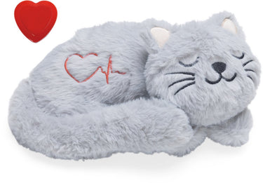 Beeztees kitten heartbeat knuffel pur - kattenspeelgoed - polyester - grijs - 23x13x11 cm