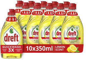 Dreft platinum quickwash vloeibaar afwasmiddel - citroen - voordeelverpakking 10 x 350 ml