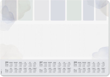 Sigel bureau onderlegger - formaat a2 - pastel - met kalender 2026 2027 2028 - afgeronde hoeken - si-h6312