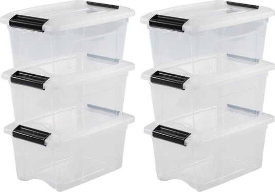 Iris new topbox opbergbox - 5l - kunststof - transparant zwart - set van 6
