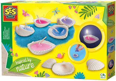 Ses creative ses - schelp kaarsen maken - inspired by nature - om zelf kaarsen te maken - met was, schelpen en lonten - zelf kaarsen maken - knutselen - kaarsen maken set - sinterklaas cadeautjes
