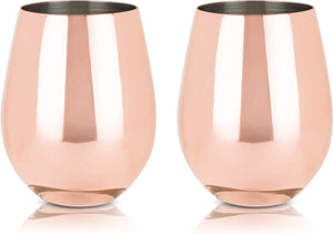 Viski stemless wijnglas - rvs - 532ml - koperkleurig - set van 2