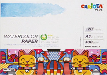 Carioca plus watercolor tekenblok - a5 aquarelpapier - 20 vellen - 300 g m² - geschikt voor waterverf, aquarelpotloden, inkt en gouache