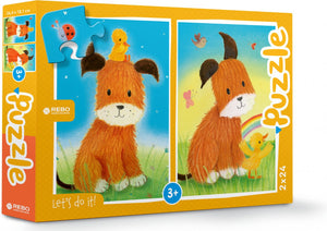 Rebo legpuzzel 2x24 stukjes - dog and du