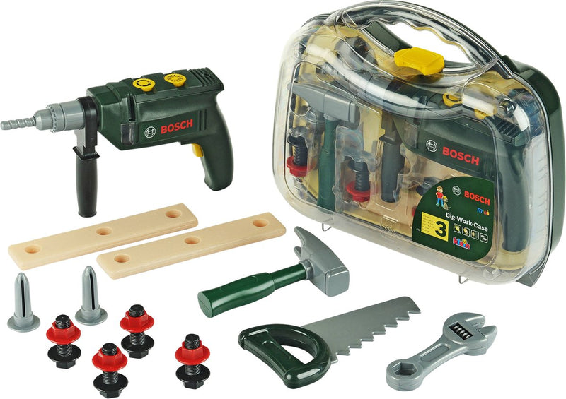 Afbeelding laden in galerijviewer, Klein toys bosch mini 16-delige speelgoed gereedschapskoffer - boormachine, hamer, zaag, steeksleutel en gereedschap accessoires - incl. licht- en geluidseffecten - groen
