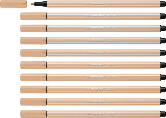Stabilo pen 68 - premium viltstift - nude - doos 10 stuks
