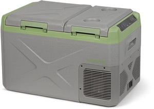Steamy -e elektrische compressor koelbox - dual compartment - tegelijk koelen en vriezen - 24 liter - 12v en 230v - voor auto en camping - frigobox - grijs