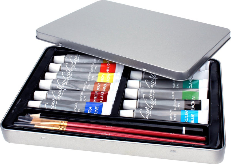 Afbeelding laden in galerijviewer, Nassau fine art aquarelverf met accessoires, 16dlg.
