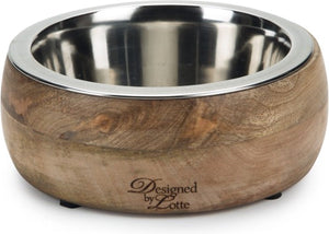 Designed by lotte mandira - voerbak hond - eetbak hond - drinkbak hond - hout - 650 ml m