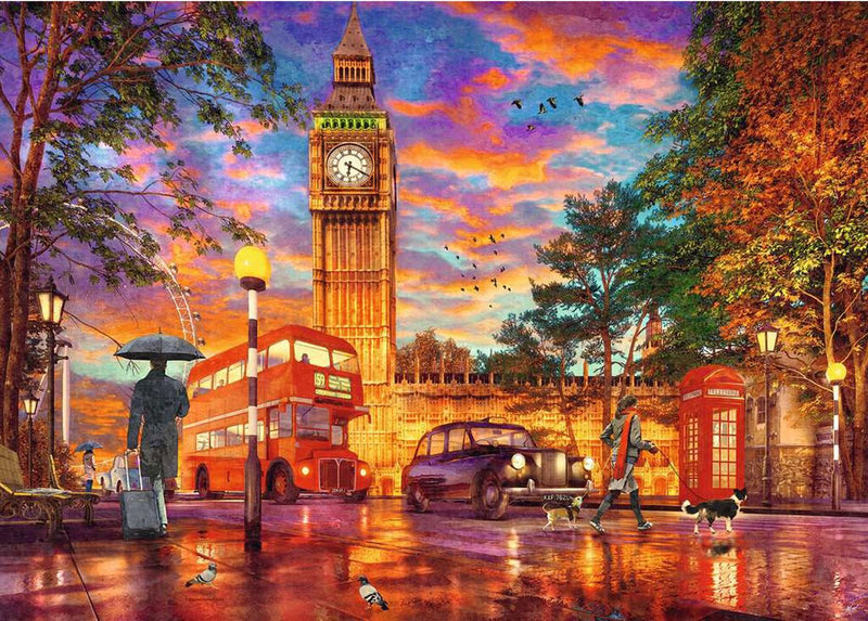 Afbeelding laden in galerijviewer, Ravensburger legpuzzel zonsondergang op parliament square, londen, 1000st.
