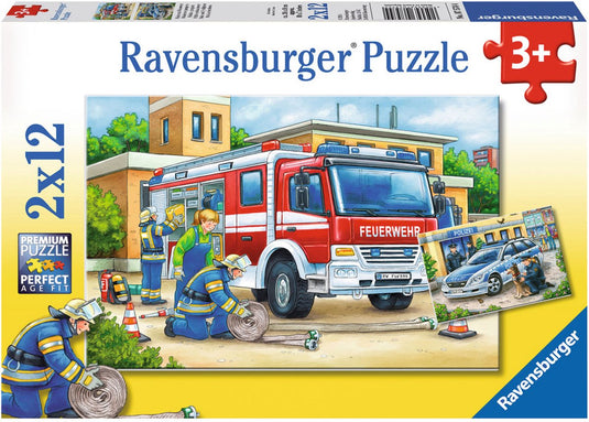Ravensburger puzzel politie en brandweer - 4x12 stukjes - kinderpuzzel