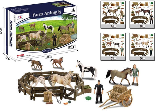 Braet fun toys - farm animals - boerderij speelset met paarden en accessoires