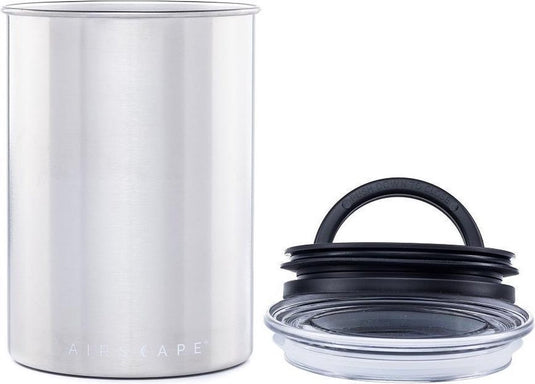 Planetary design - airscape - koffiebonen - voorraadpotten - lucht dicht - koffie - staal - geborsteld staal - 500 gram