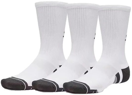 Under armour new ua perf tech 3pk crew-wht unisex sportsokken - wit - jet grijs