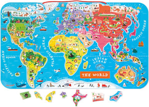 Janod - magneetbord - de wereld (eng) - inclusief 92 magneten