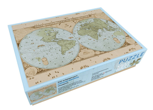 Puzzel (1000 stukjes): wandkaart van de wereld door joan blaeu, het scheepvaartmuseum