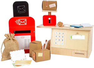 Bigjigs houten postkantoor speelset - educatief rollenspel speelgoed.