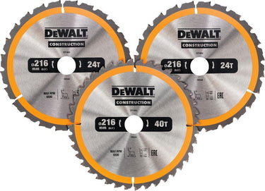 Dewalt dt1962 cirkelzaagbladen set 216mm (24t 24t 40t 216 x 30mm))