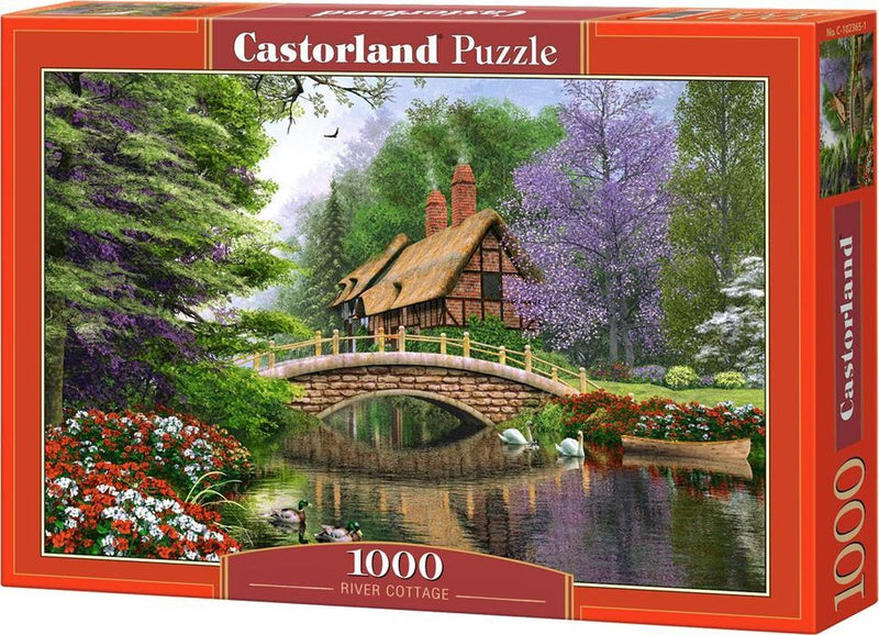 Afbeelding laden in galerijviewer, Castorland river cottage – puzzel – 1.000 stukjes – satijnen afwerking – perfecte pasvorm – europese kwaliteit
