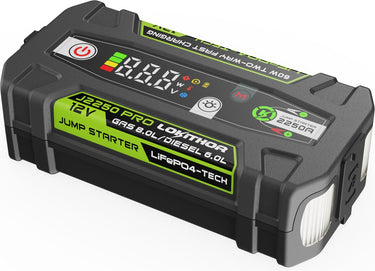 Lokithor jumpstarter j2250 pro - 12v 2250a lifepo4 - powerbank 60w - auto accu starten tot 8.0l benzine 6.0l diesel - led zaklamp