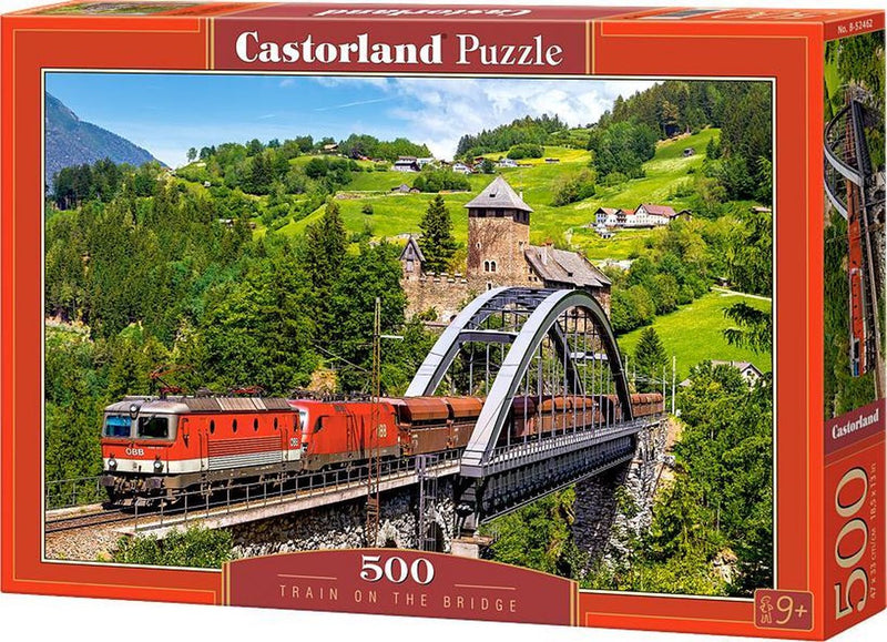 Afbeelding laden in galerijviewer, Castorland train on the bridge – puzzel – 500 stukjes – satijnen afwerking – perfecte pasvorm – europese kwaliteit
