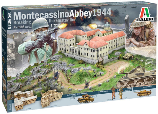 Italeri modelbouwpakket diorama - 6198 montecassino abbey 1944 breaking the gustav line - battle set plastic - 1:72 - modelbouw