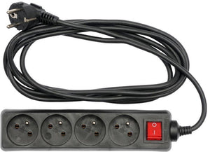Vorel 72630 serie - geaarde stekkerdoos - 4 stopcontacten - 1,5m - zwart