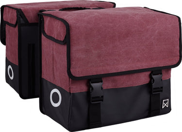 Willex dubbele fietstas - canvas - reflectie - 48 liter - universele bevestiging - purple red matt black