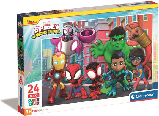 Clementoni - kinderpuzzel - 24 maxi stukjes - spidey en zijn geweldige vrienden - vanaf 3 jaar