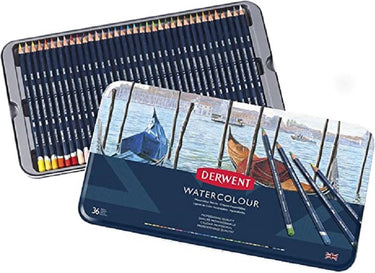 Derwent watercolour potloden in blik - set van 36 aquarelpotloden - assorti