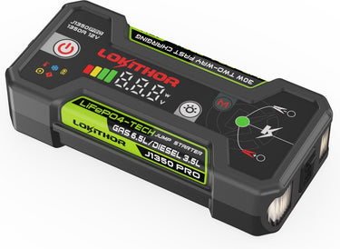 Lokithor jumpstarter j1350 pro - 12v 1350a lifepo4 - powerbank 30w - voor auto, benzine tot 6,5l diesel tot 3,5l - led zaklamp