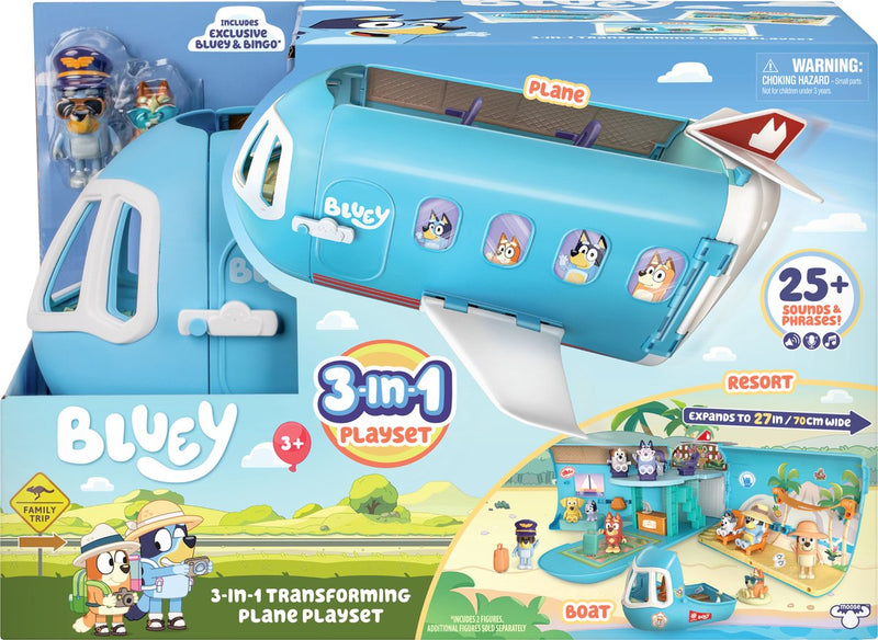 Afbeelding laden in galerijviewer, Moose bluey 3in1 vliegtuig met 2 speelfiguren
