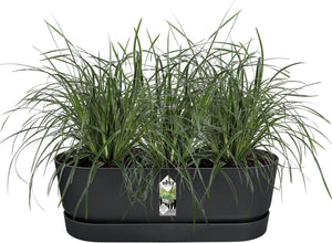 Elho greenville easy balcony 52 - balkonbak met ophanging - 100% gerecycled plastic - l52 x b21.2 x h19.4 cm - living black